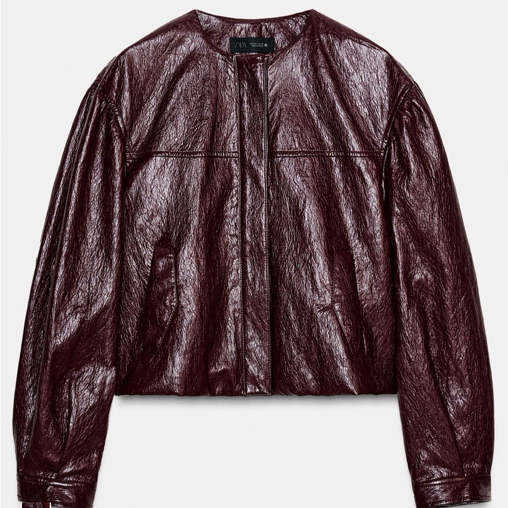 Zara Women's Deep Burgundy Leather Jacket